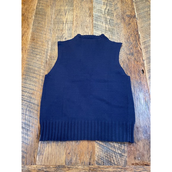 Kasper & Company Womens 100% Cotton Navy Blue Mock Neck Sweater Vest Size M - Picture 6 of 8